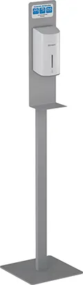 Stand con dosificador automático en gel desinfectante de manos gris de Genebre